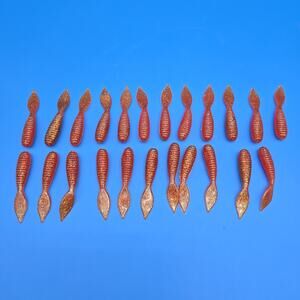 Lot of 23 Sting Ray Grubs Orange Copper Glitter Soft Plastic Fishing Lures